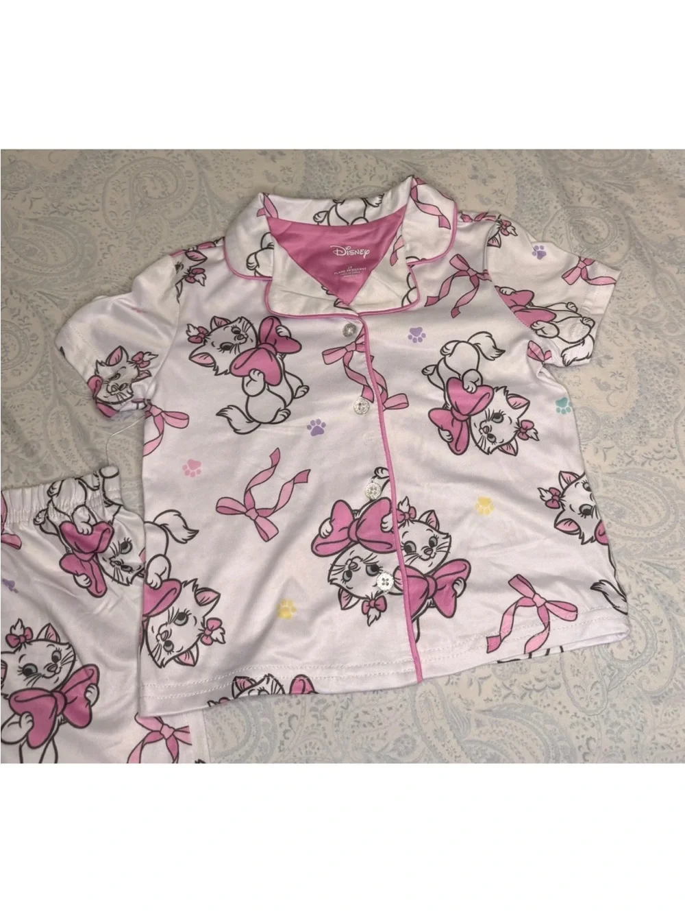 Disney The Aristocats Marie Pink & White Toddler Short Pajama Set